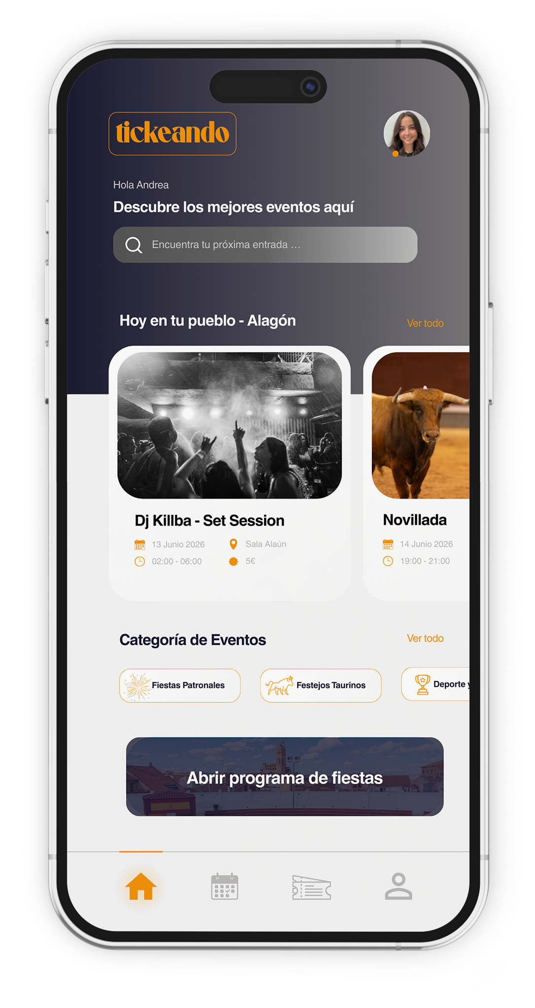 Tickeando - Mockup móvil 1